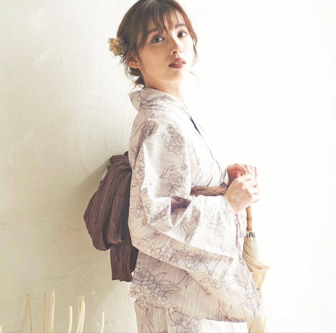 Dita 浴衣4点セット(ゆかた・しわへこ帯・下駄・着付け本）