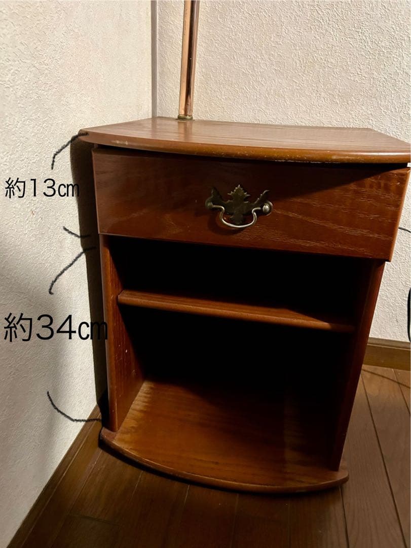 木製サイドテーブル 引き出し付き