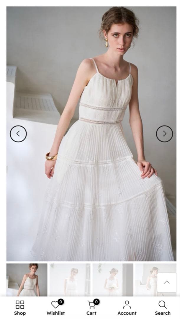 ホワイト プリーツ キャミワンピース