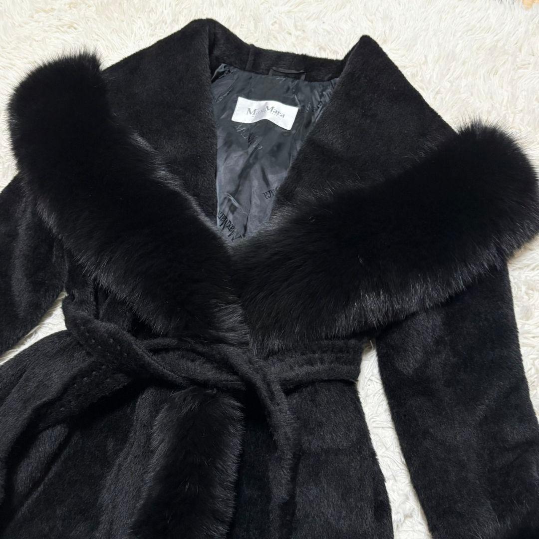 極美品 最高級ライン マックスマーラ コート　ファー 白タグ アルパカ混