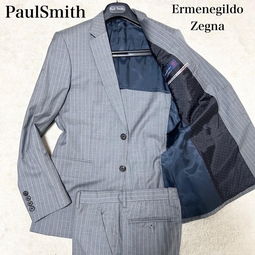 美品　ポールスミス　エルメネジルドゼニア　スーツセットアップ　グレー　ストライプ