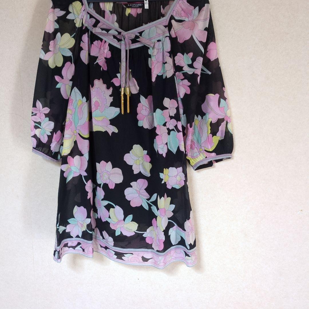 近年人気プリントLEONARD FASHION 花柄７分袖チュニック