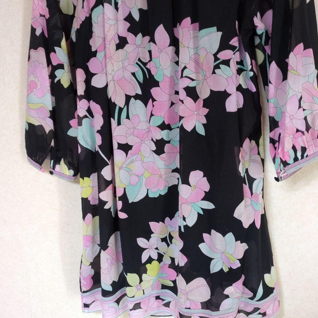近年人気プリントLEONARD FASHION 花柄７分袖チュニック