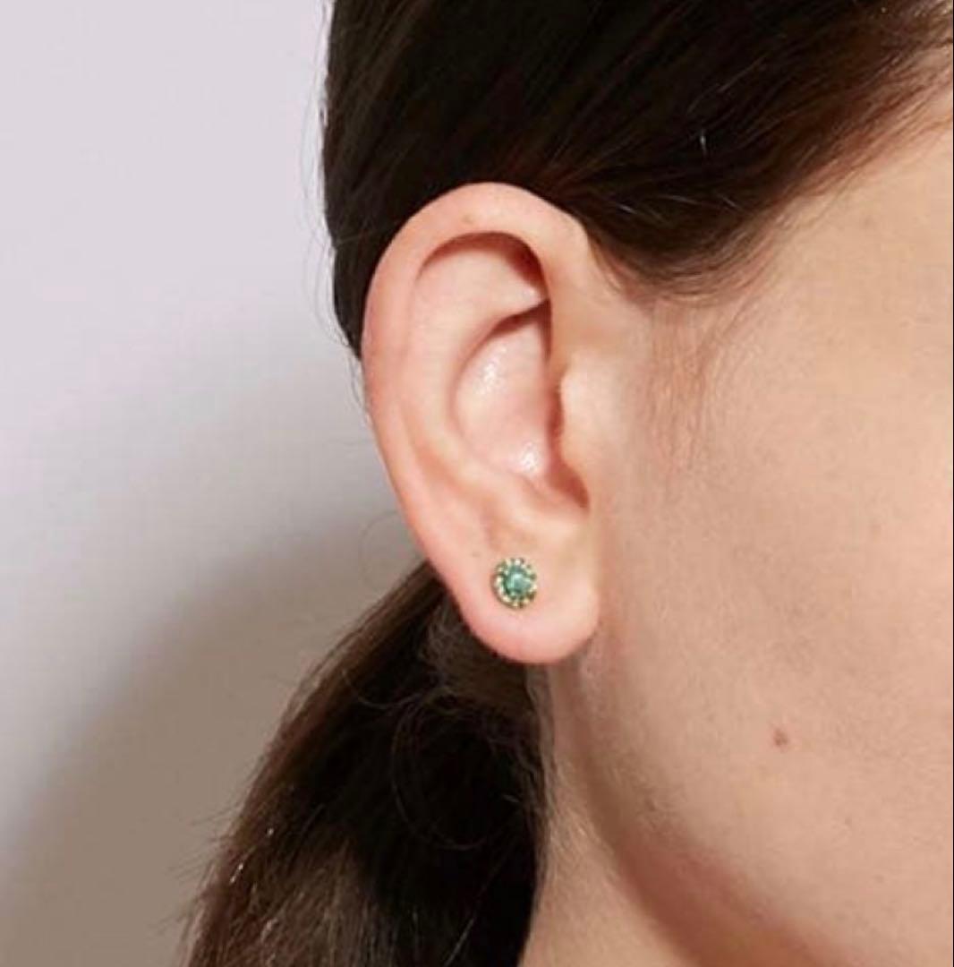 ARTIDAOUD K10 オーバルエメラルド パヴェエメラルド シングルピアス