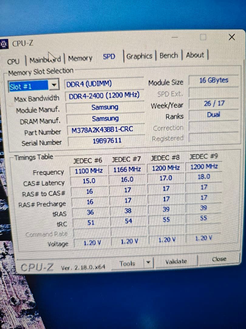 SAMSUNG DDR4 16G×4個　合計64G 動作確認　デスクトップ用