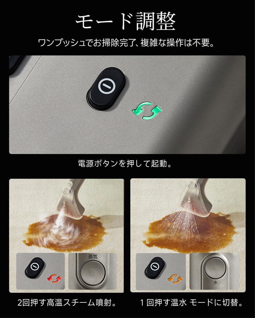 【新品】 スチームクリーナー 高温 リンサークリーナー 100℃蒸気 60℃加熱