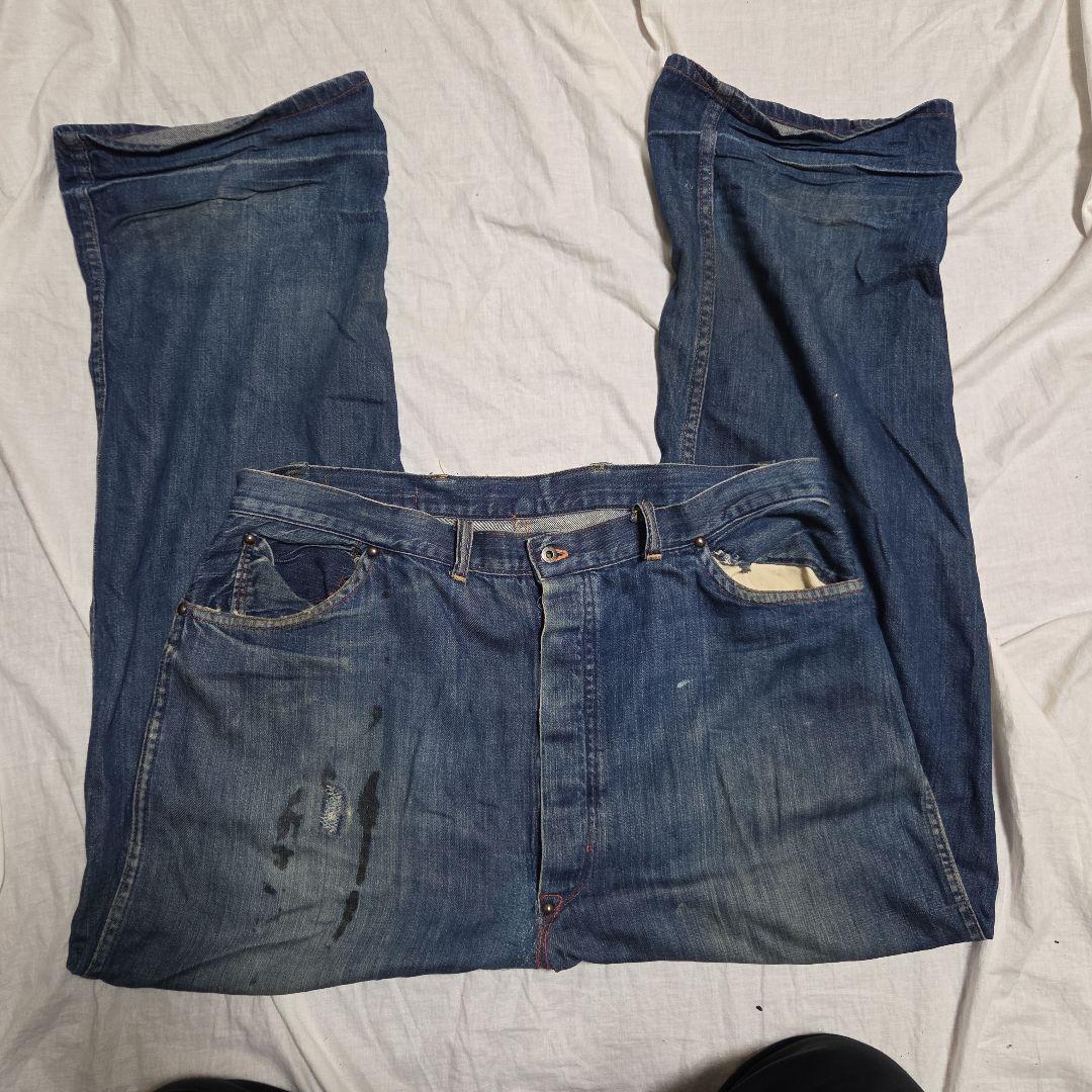 ​激レア 40s 大戦期 ペインターパンツ 股リベ ドーナツボタン 濃紺 W40