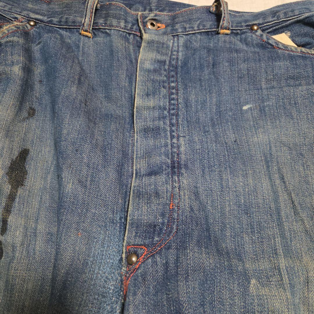 ​激レア 40s 大戦期 ペインターパンツ 股リベ ドーナツボタン 濃紺 W40