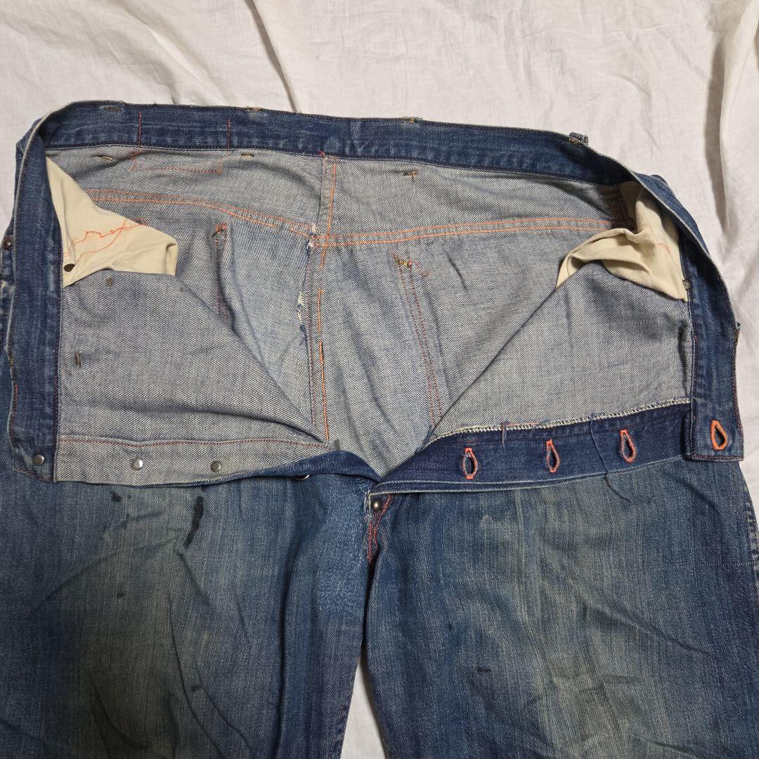 ​激レア 40s 大戦期 ペインターパンツ 股リベ ドーナツボタン 濃紺 W40