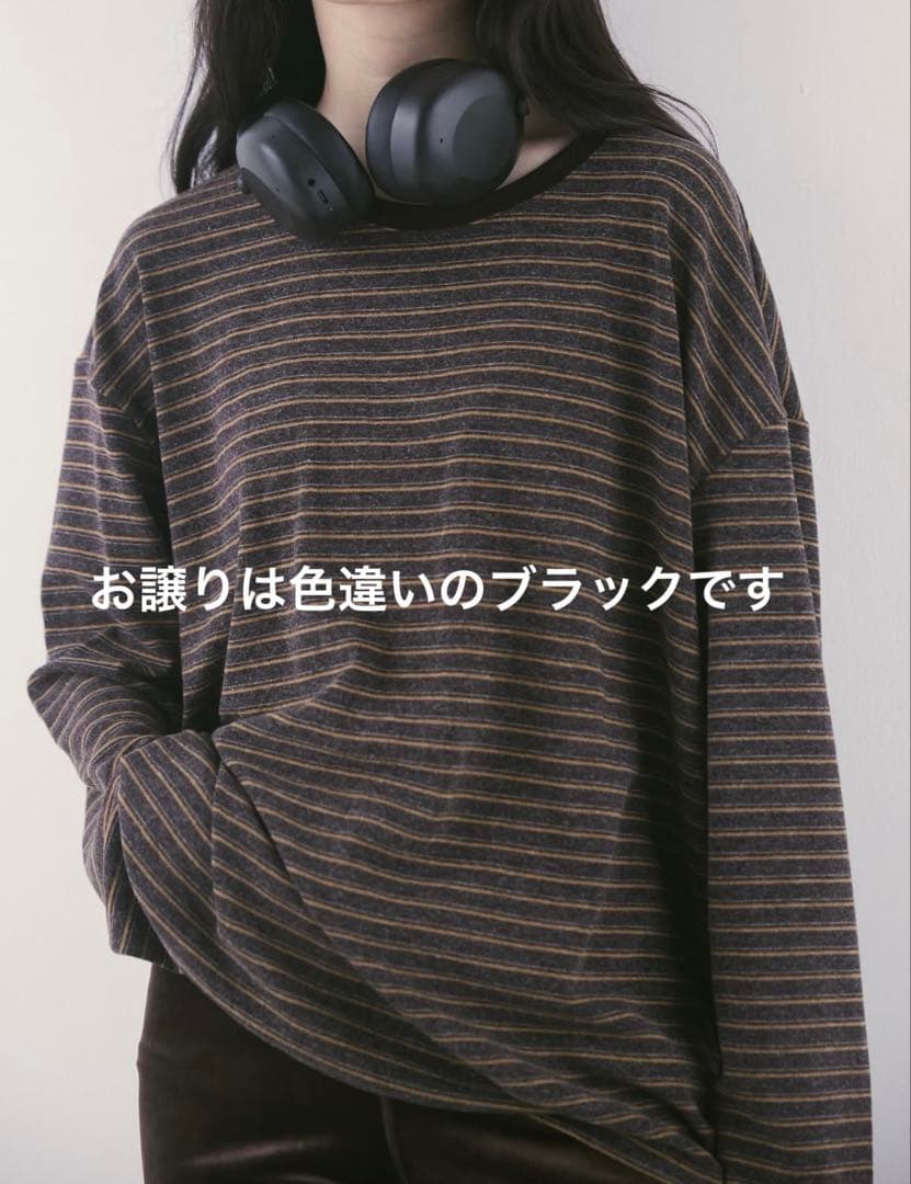 新品タグ付き　aere border long T-shirts BLACK