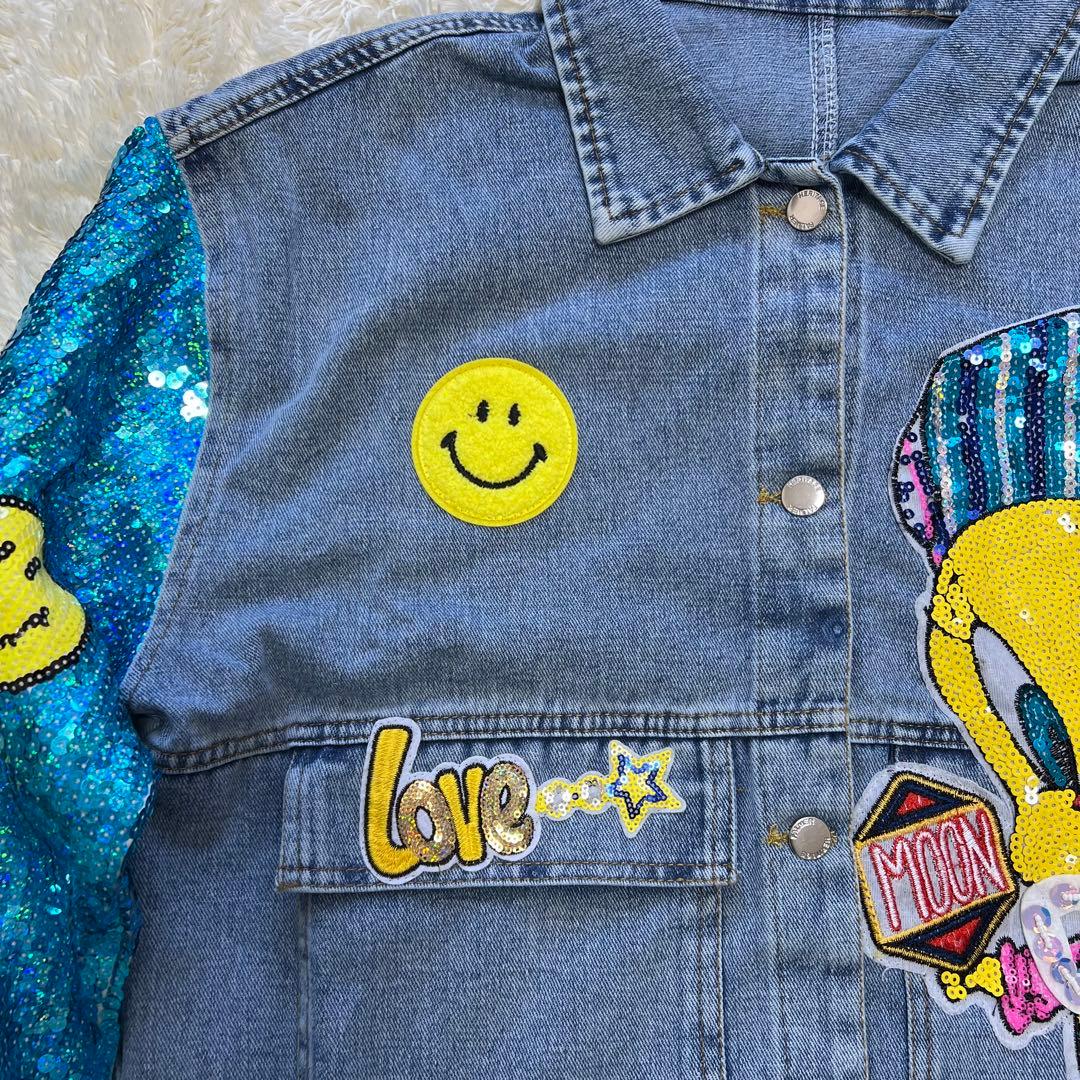 Tweety Bird デニムジャケット 新品タグ付き スパンコールとニコちゃん