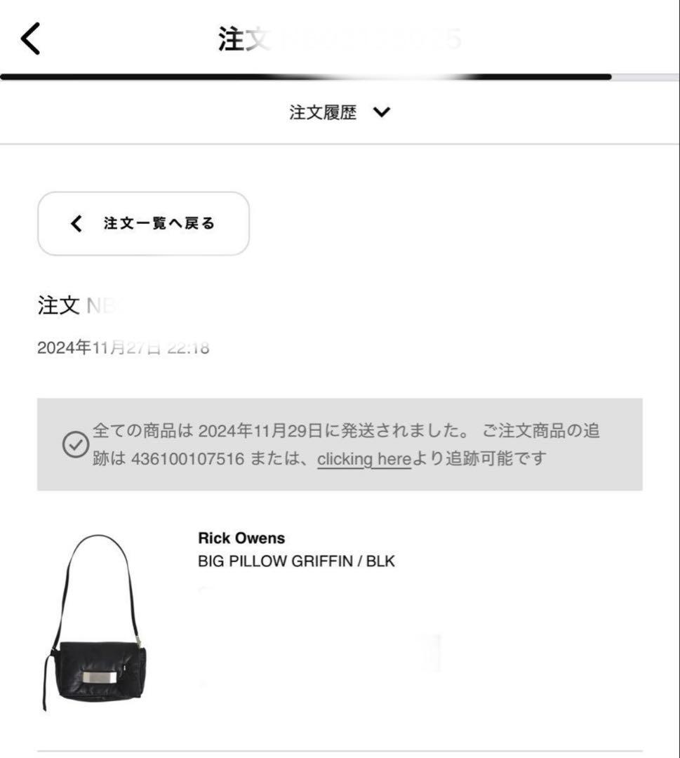 Rick Owens BIG PILLOW GRIFFIN ラムレザー 24aw