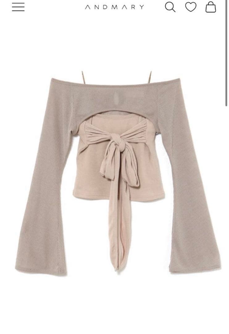 トップス andmary Shayla ribbon tops beige