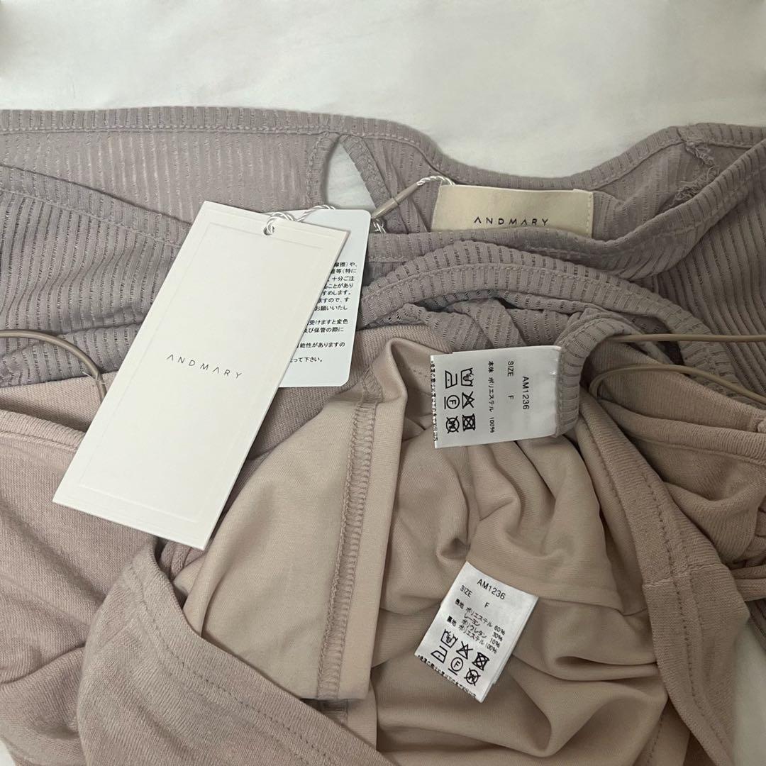 トップス andmary Shayla ribbon tops beige