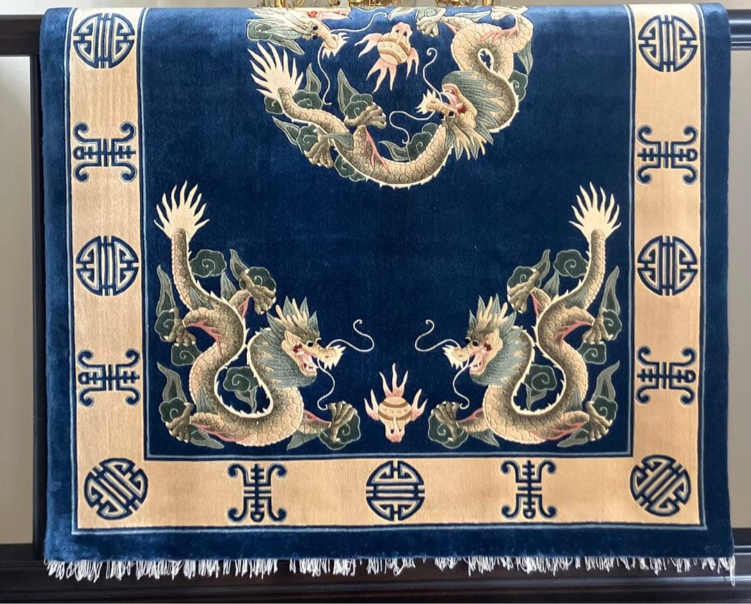 中国シルク100%段通: 120段手織り、186cm✖️122cm絨毯、カーペット