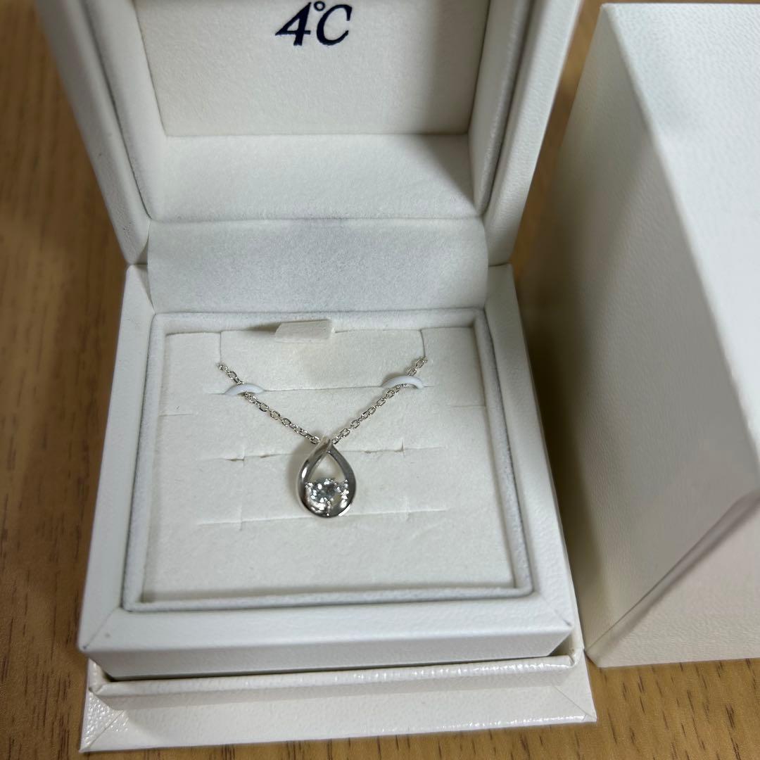 最終値下げ!4℃ エターナルシルバーネックレス、アクアマリン【保証書付】