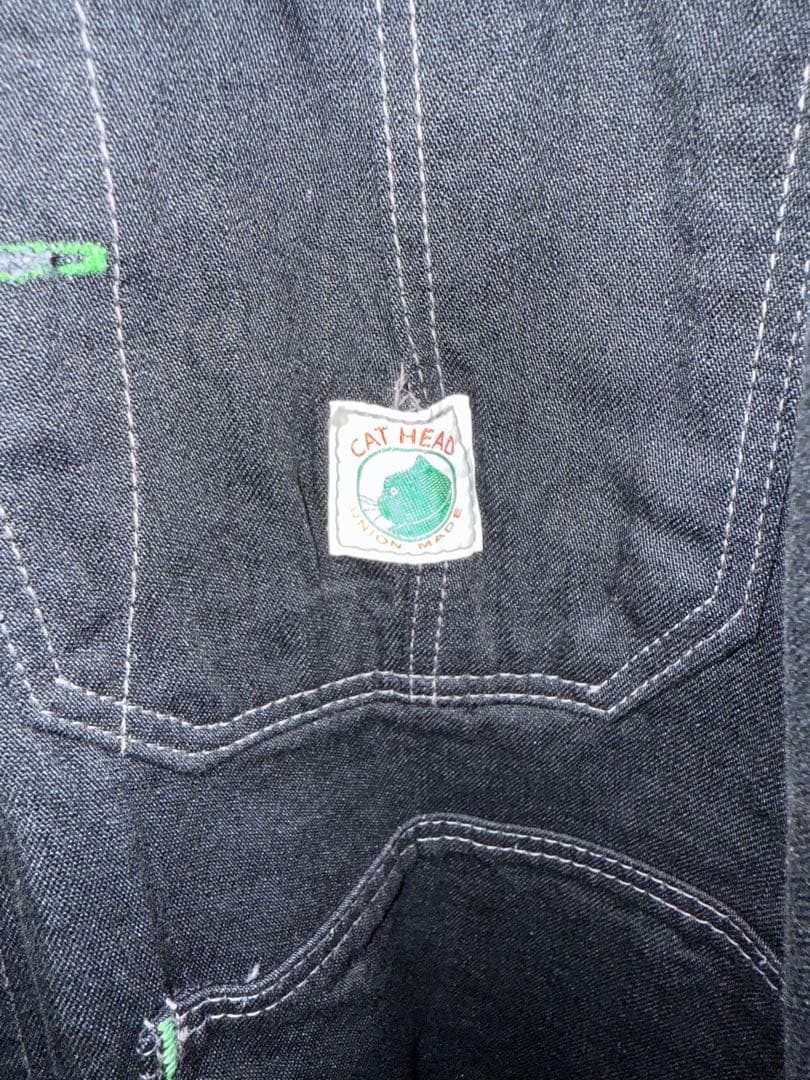 tcbジーンズ CAT HEAD ブラック カバーオール36