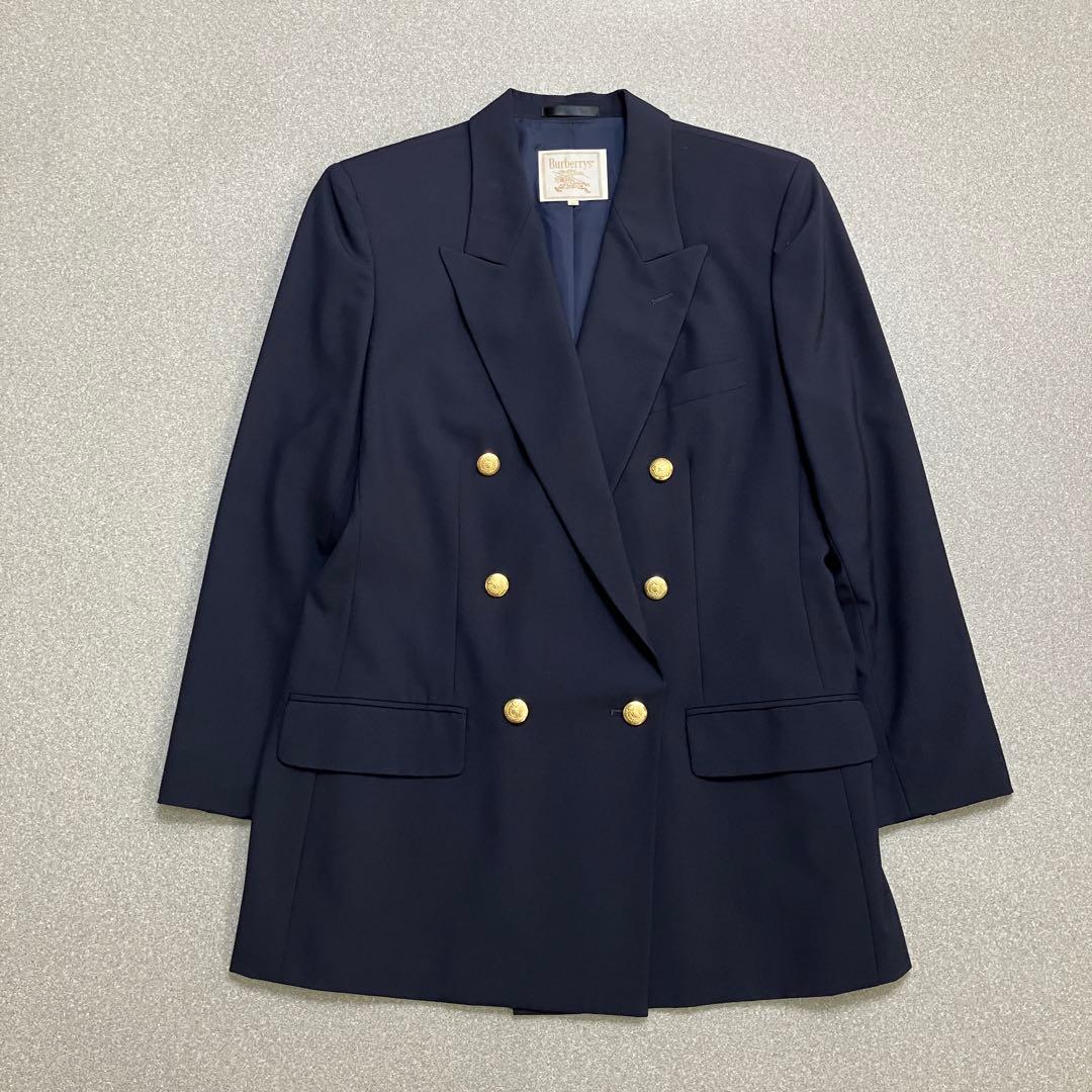 【金ボタン✨紺ブレ】Burberryダブル テーラードジャケット L 6ボタン