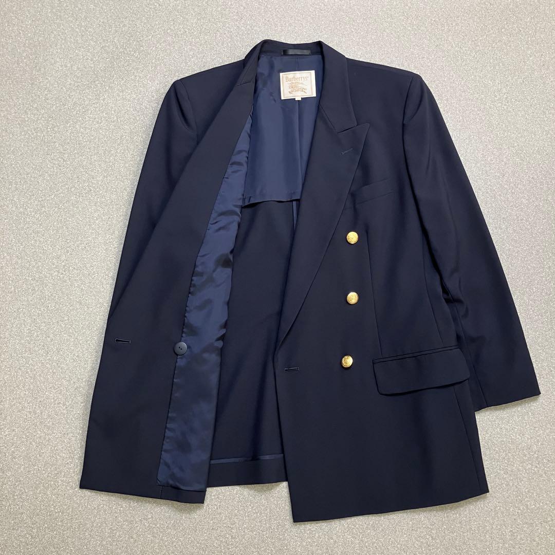 【金ボタン✨紺ブレ】Burberryダブル テーラードジャケット L 6ボタン