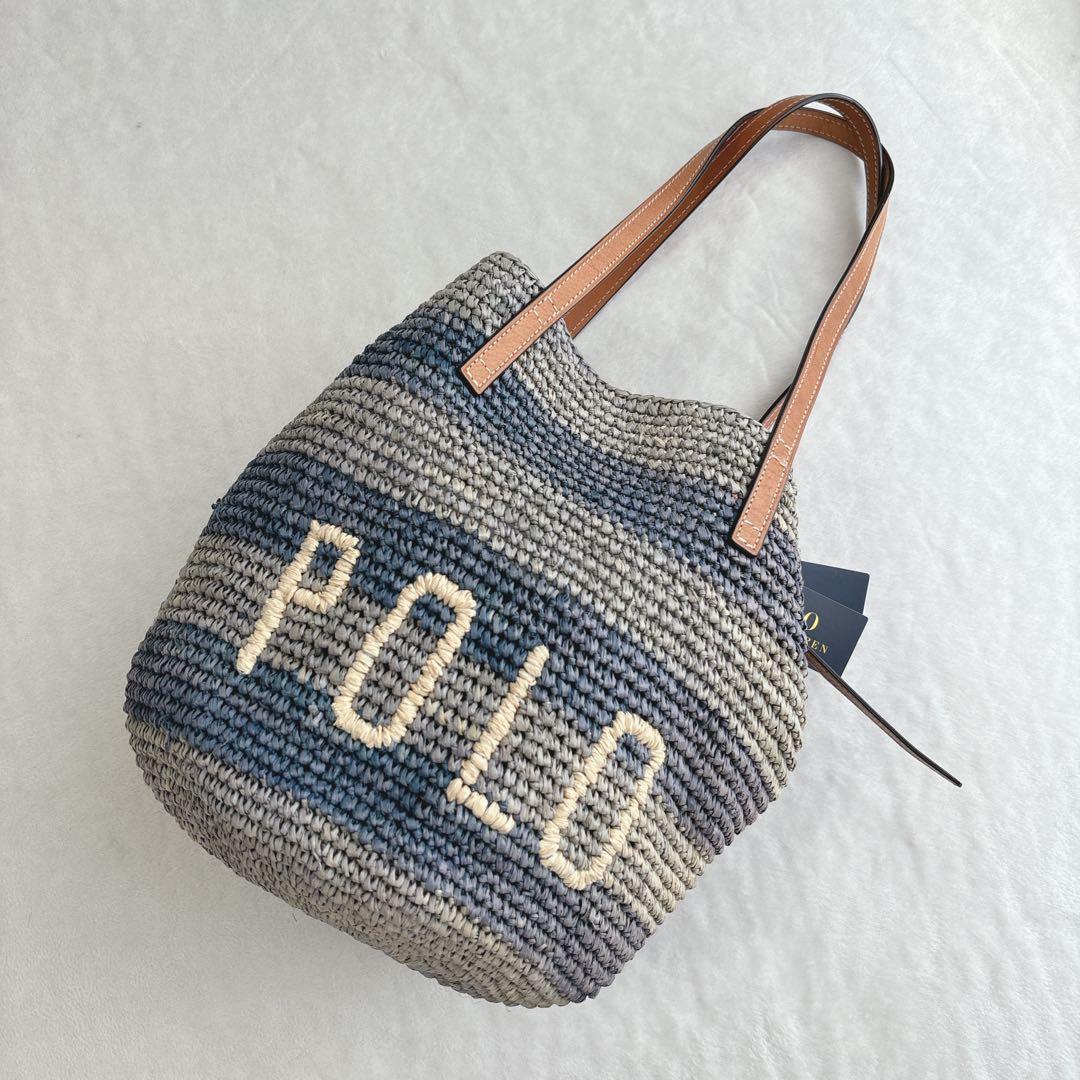 【未使用タグ付き】ポロラルフローレン　かごバッグ　ストロー　デカロゴ　夏