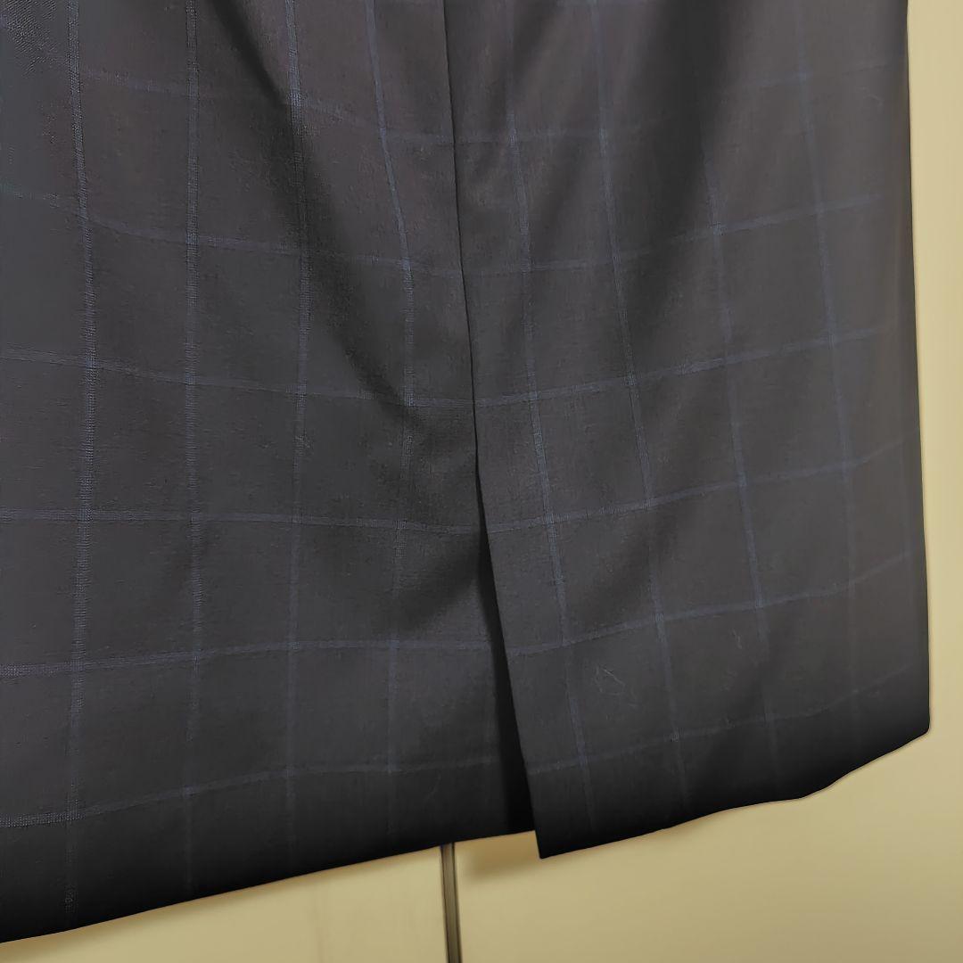 【美品】チェック柄スーツ&スカート　毛100%　SIZE40 ネイビー