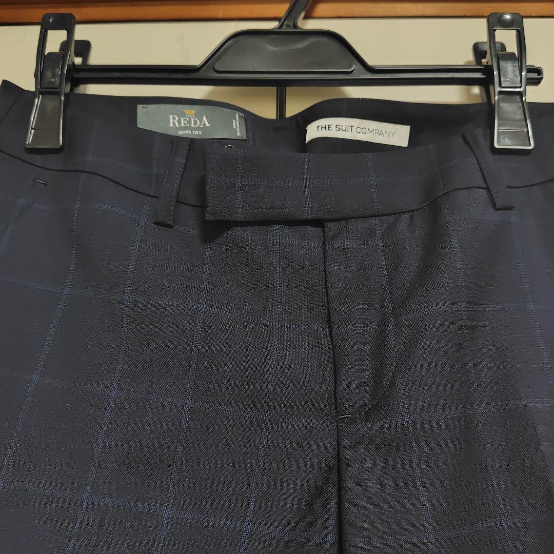 【美品】チェック柄スーツ&スカート　毛100%　SIZE40 ネイビー