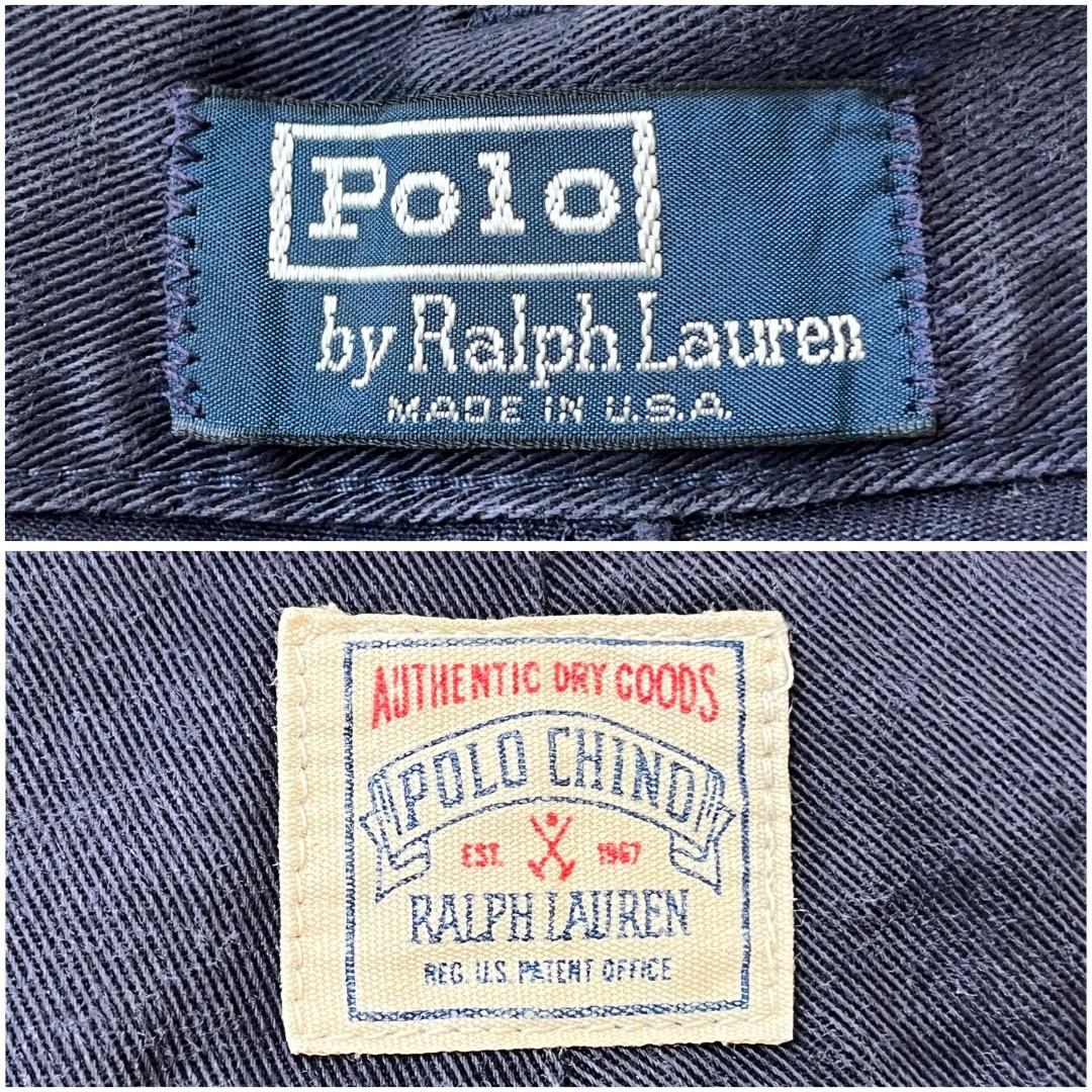 ポロバイ ラルフローレン W36 チノパン 90s USA製 紺 19004