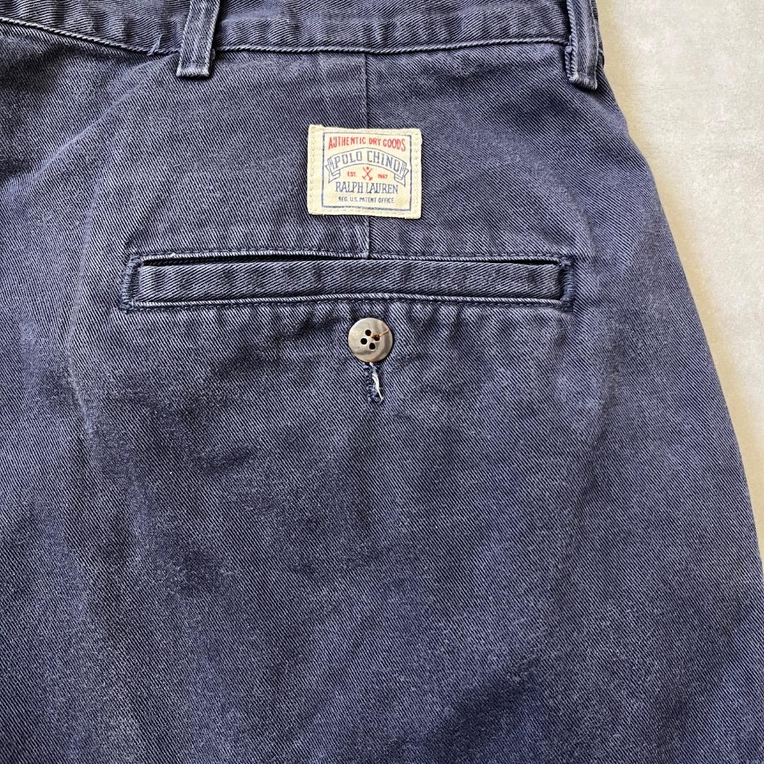 ポロバイ ラルフローレン W36 チノパン 90s USA製 紺 19004