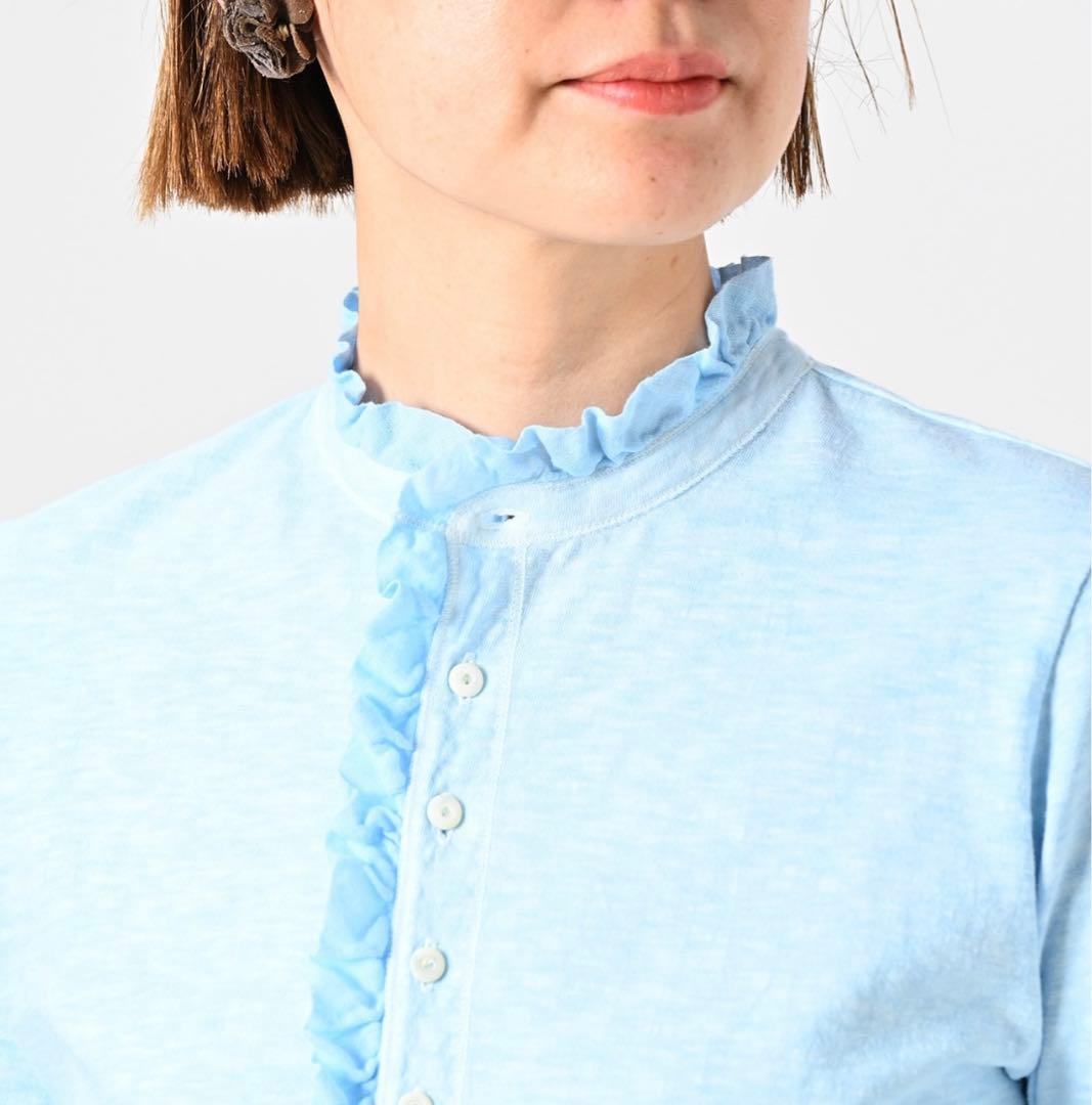 未使用タグ付き✨45R 25SS 天竺の四角ヘンリーネックTシャツ 草木染め