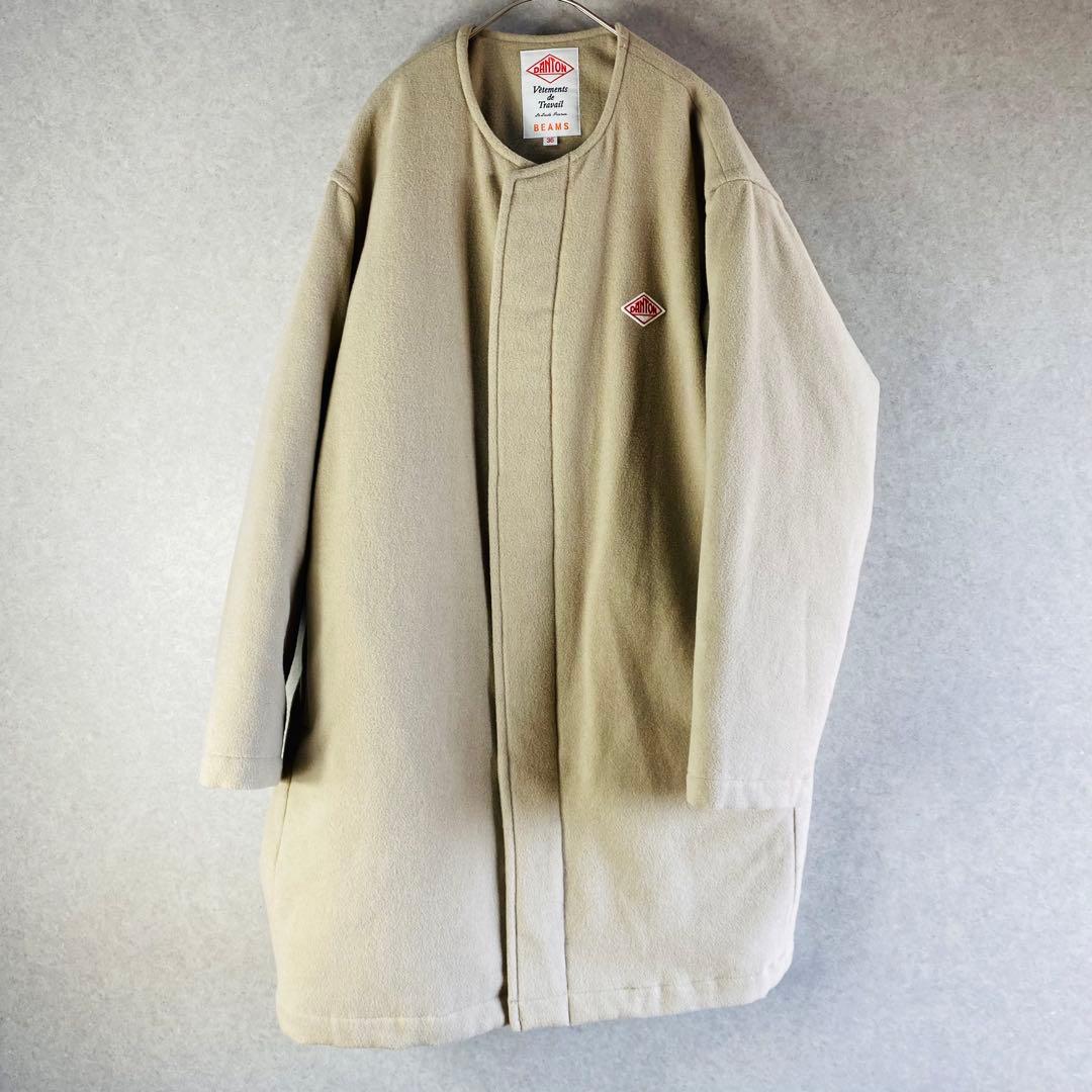 DANTON ノーカラージャケット 36 ベージュ