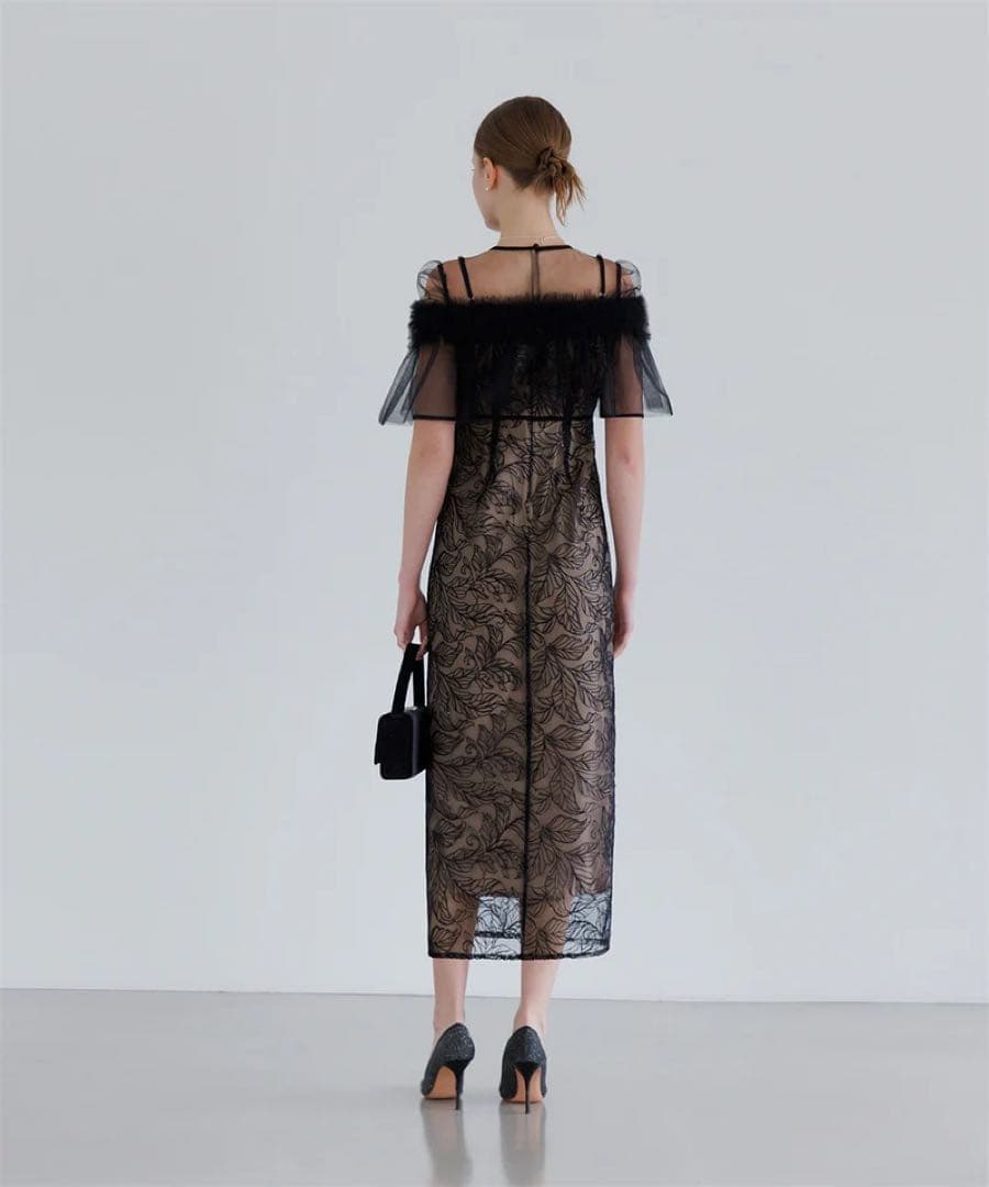 LEJA 3WAYフラワーチュールアシンメトリーIラインドレスワンピース