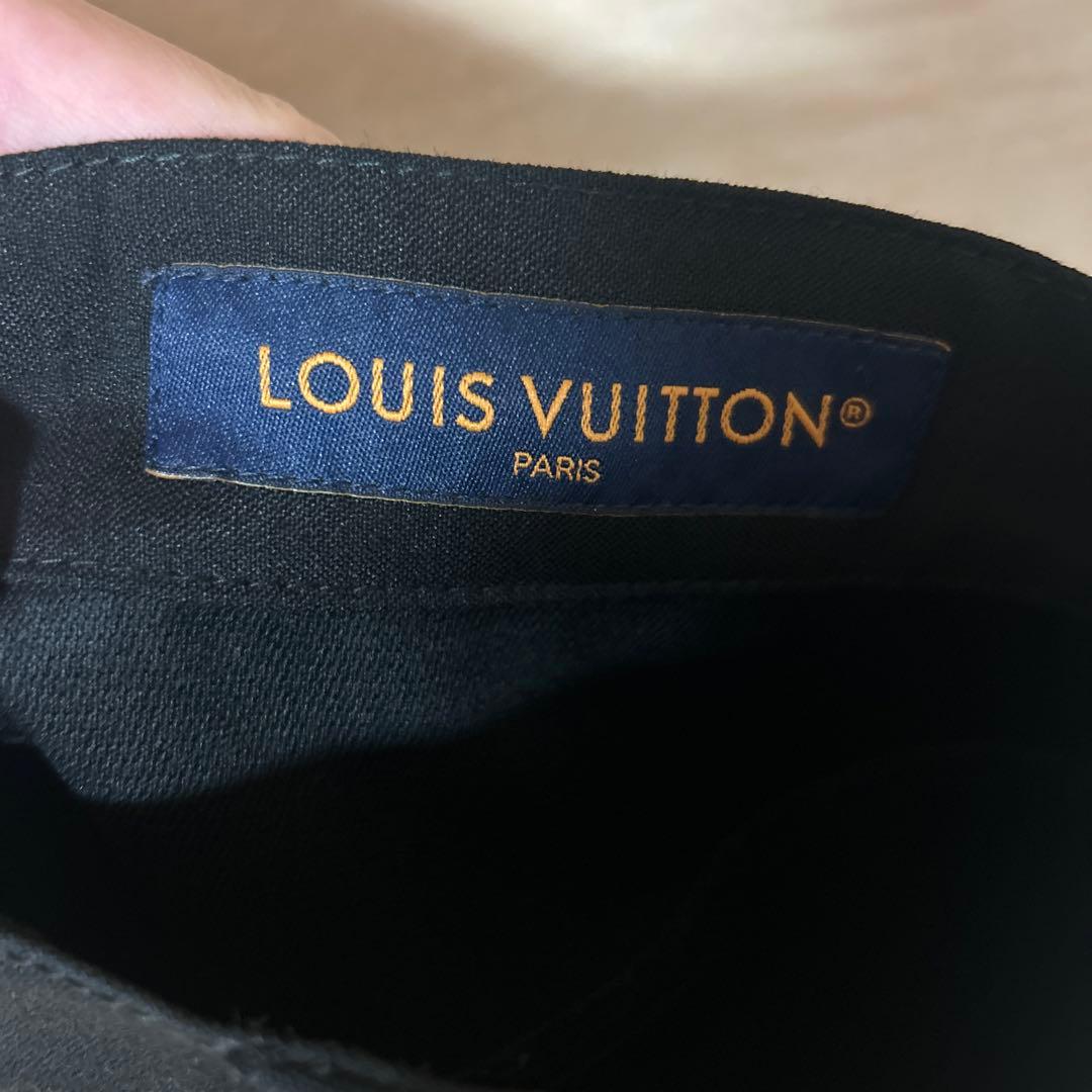 ルイヴィトン24AW ターコイズ装飾テーラードウールワークダブルニーロングパンツ