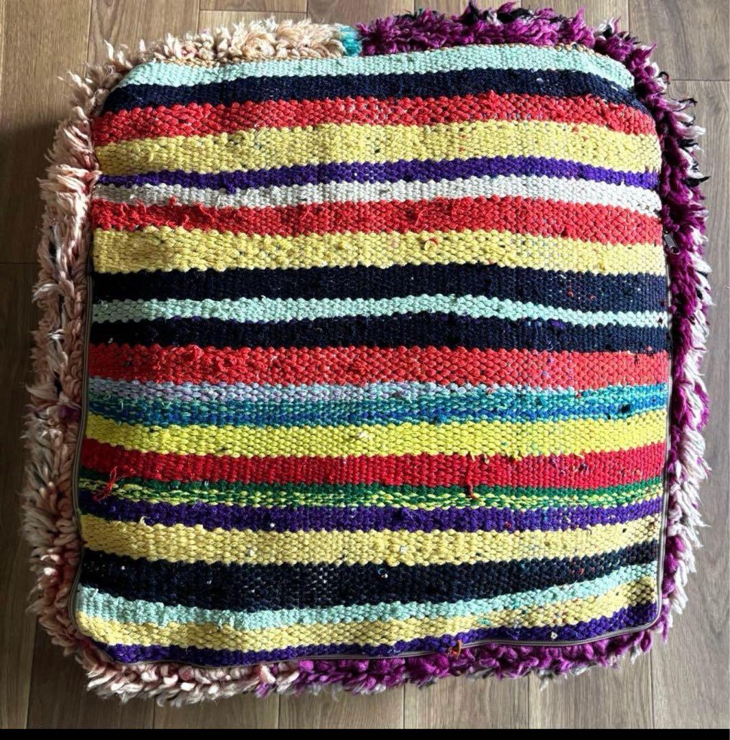 モロッコ　プフ　オットマン　ペットベッド　キリム　ビンテージ　カンタキルト