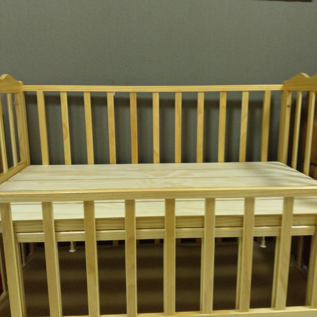 木製ベビーベッド キャスター付き フラルWオープンすのこベビーベッド