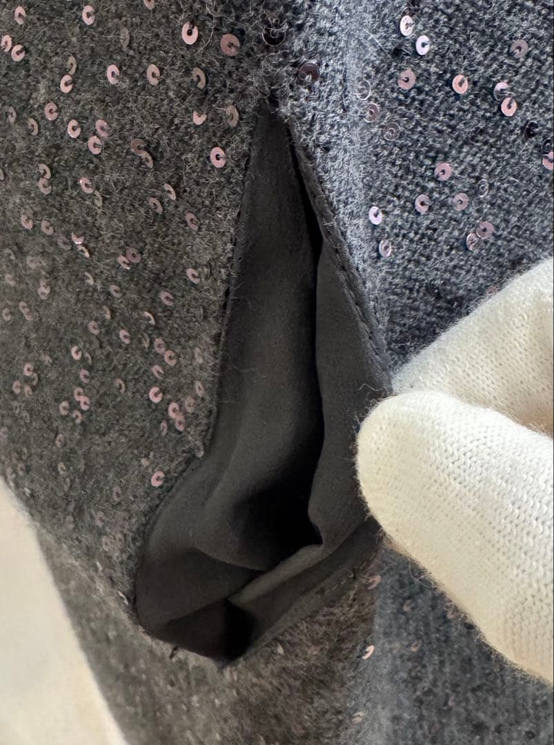 ブルネロクチネリ カシミヤ混スパンコールワンピ L サイズ イタリア製【美品】