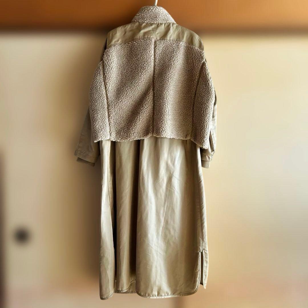 ear PAPILLONNER イアパピヨネ ボアベスト付き馬刺しゅうコート