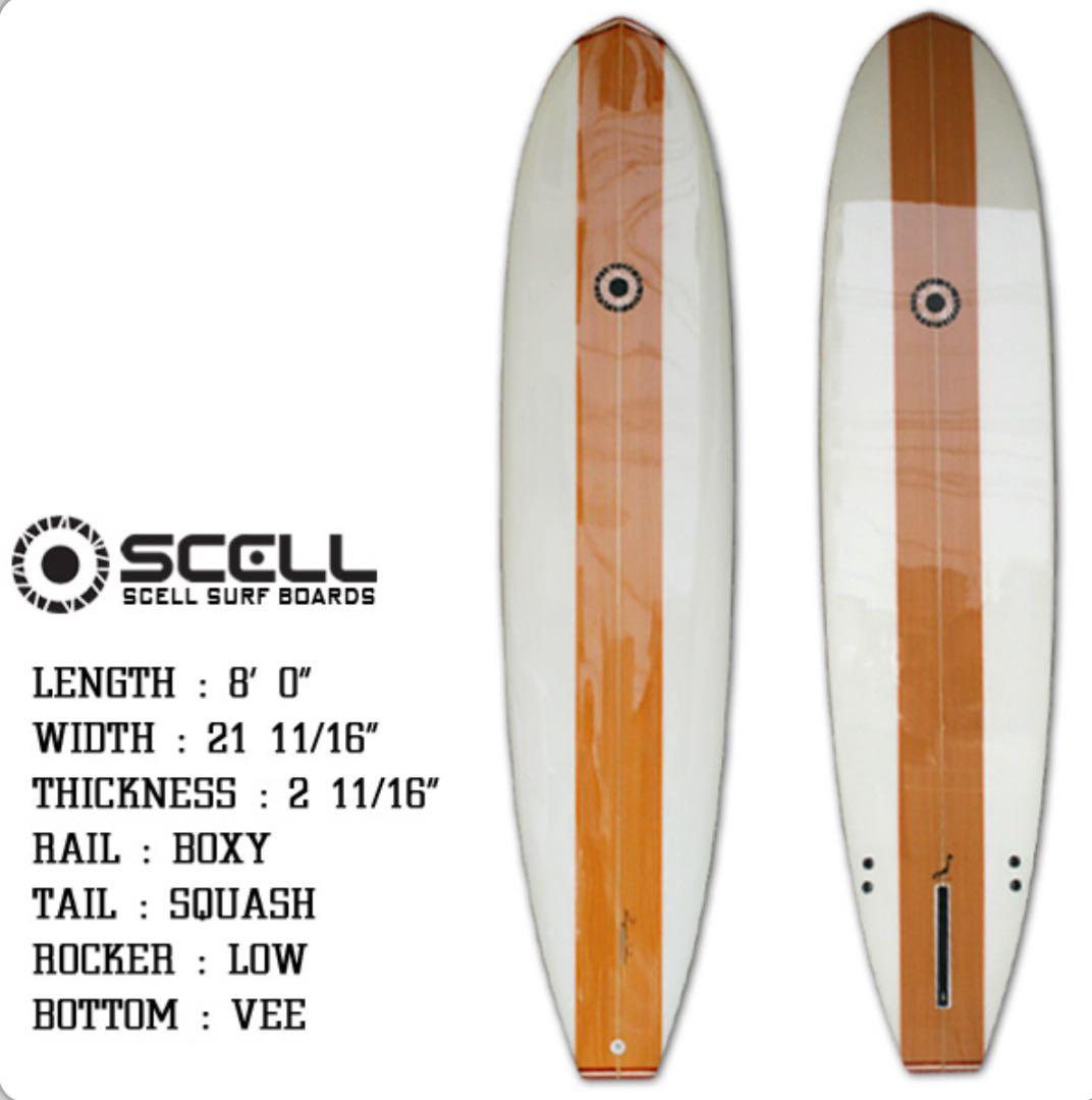 SCELL ロングボード 8ftウッド調 3フィン