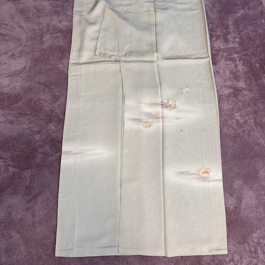 淡いグリーン 花柄刺繍 訪問着　美品　上品
