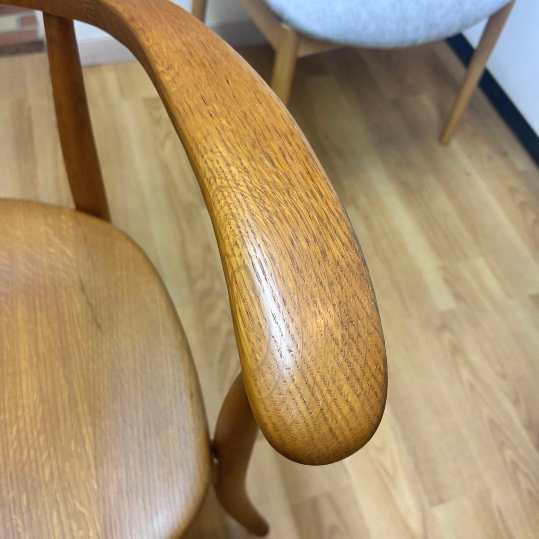 飛騨産業 キツツキ クレセント オーク無垢材 ダイニングチェア　北欧風　割れあり