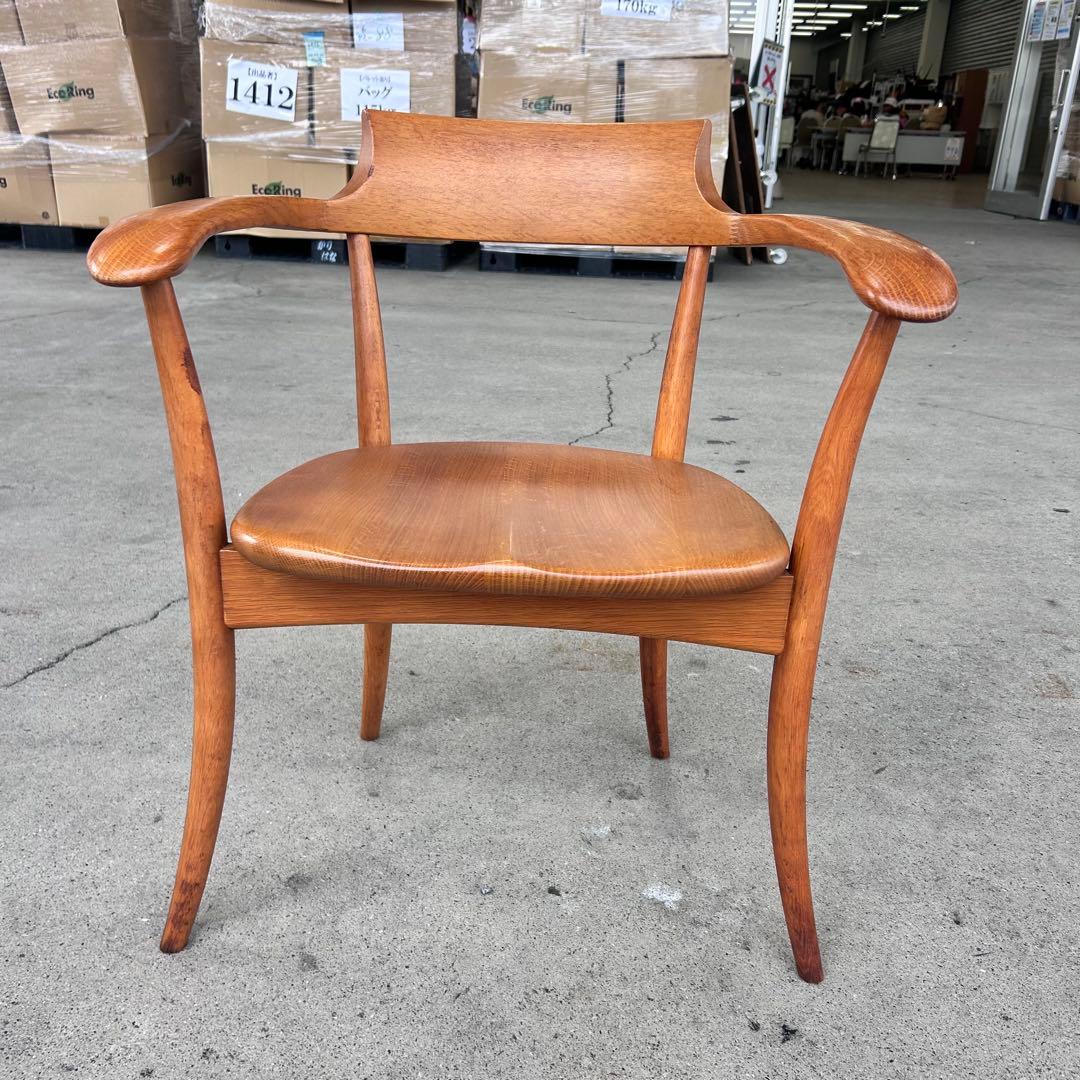 飛騨産業 キツツキ クレセント オーク無垢材 ダイニングチェア　北欧風　割れあり