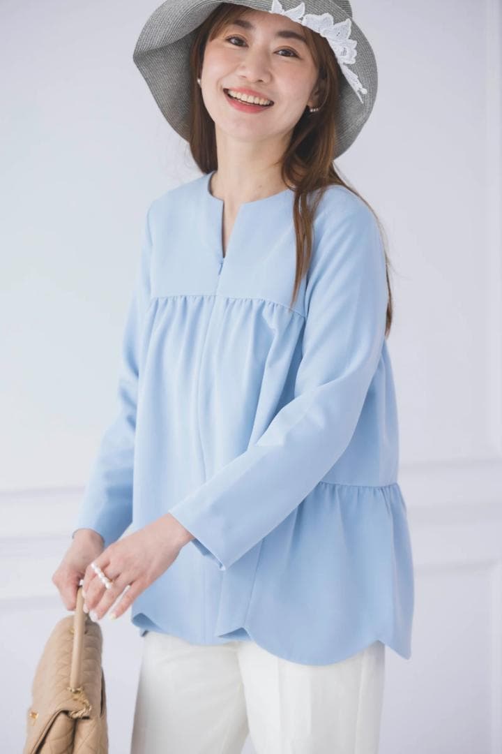 ビンナビ bitnabi 美人トップス長袖（ブルー）授乳服 新品