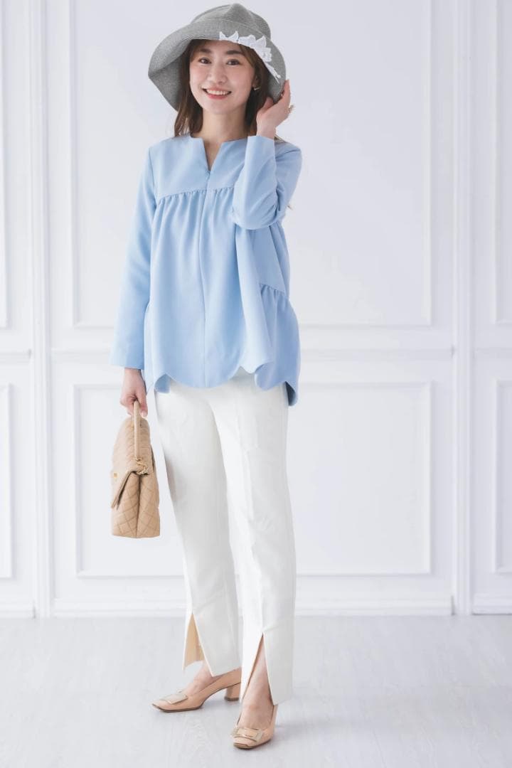 ビンナビ bitnabi 美人トップス長袖（ブルー）授乳服 新品