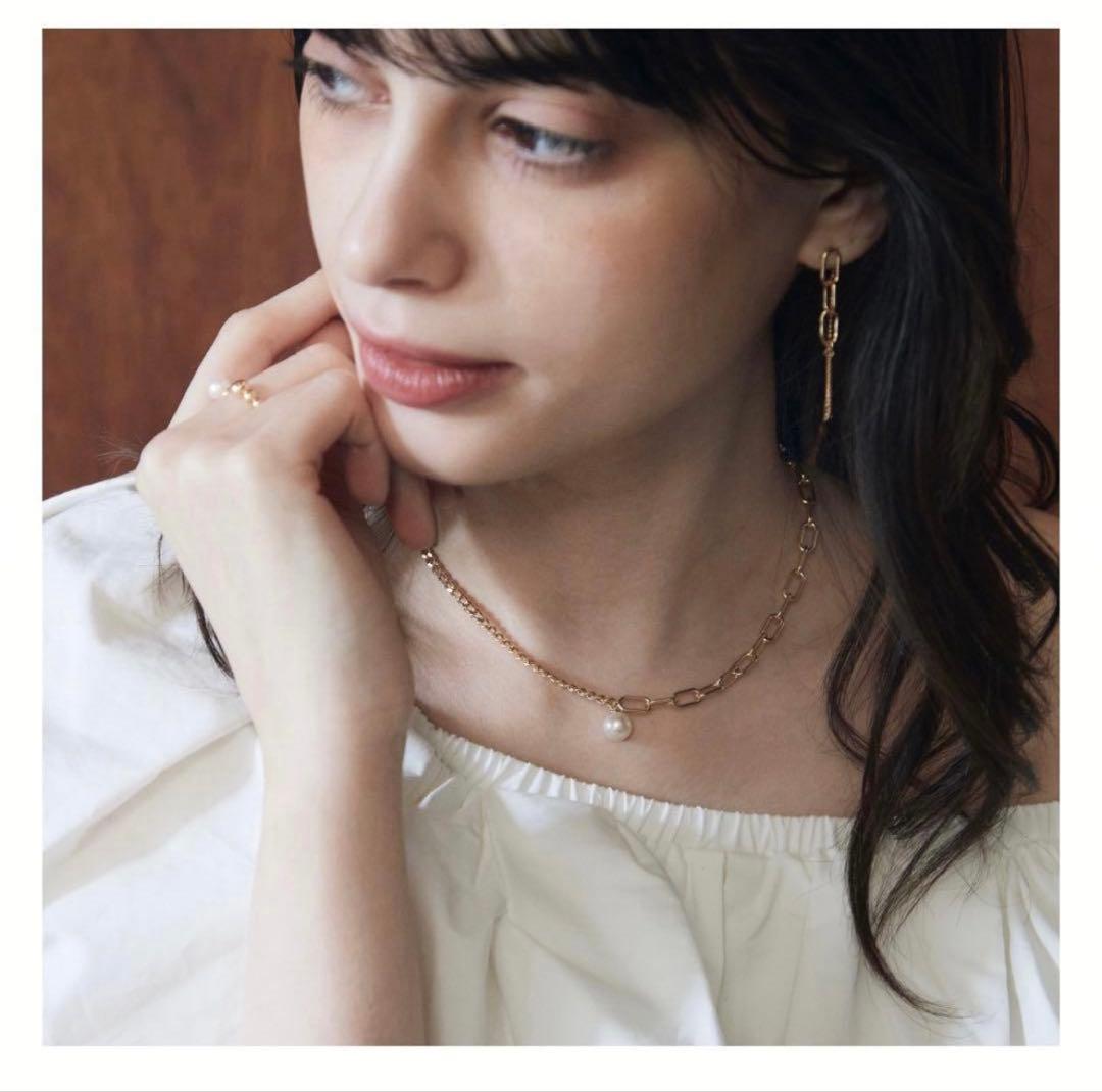 h.. 【link】アシンメトリーチェーンチョー カーネックレス gold