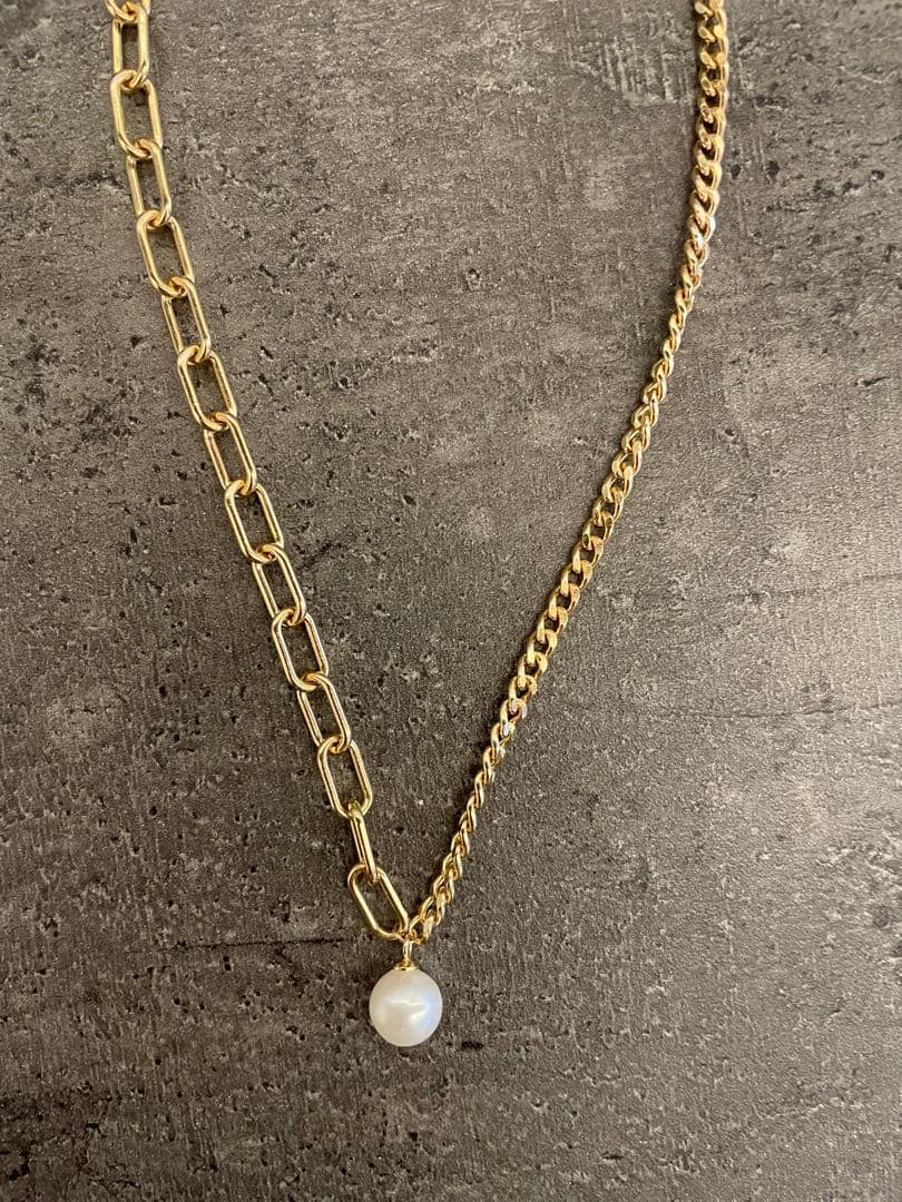 h.. 【link】アシンメトリーチェーンチョー カーネックレス gold