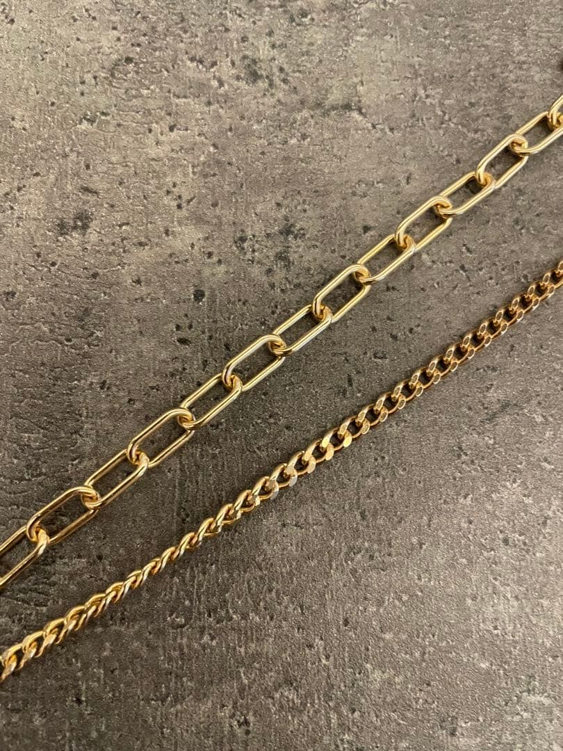 h.. 【link】アシンメトリーチェーンチョー カーネックレス gold