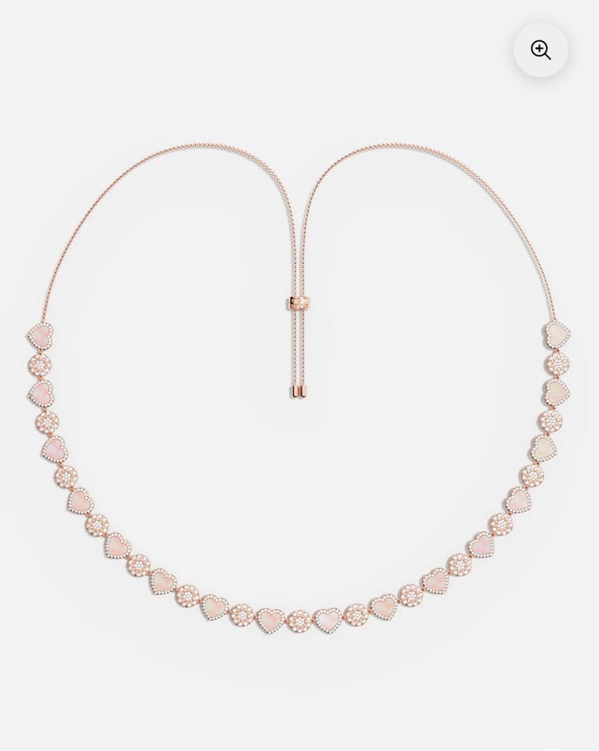 apm monaco ピンクマザーオブパール ハート＆ドット 調節可能ネックレス