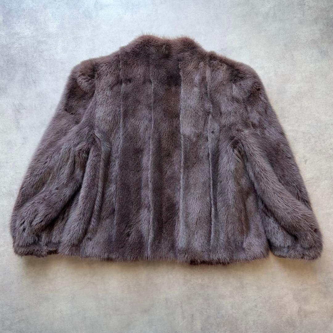 ミンク ファーコート クロップド 毛皮 リアルファー 11号 L