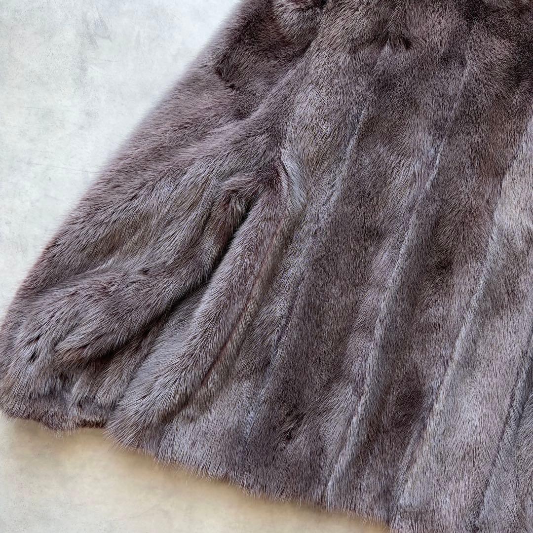 ミンク ファーコート クロップド 毛皮 リアルファー 11号 L