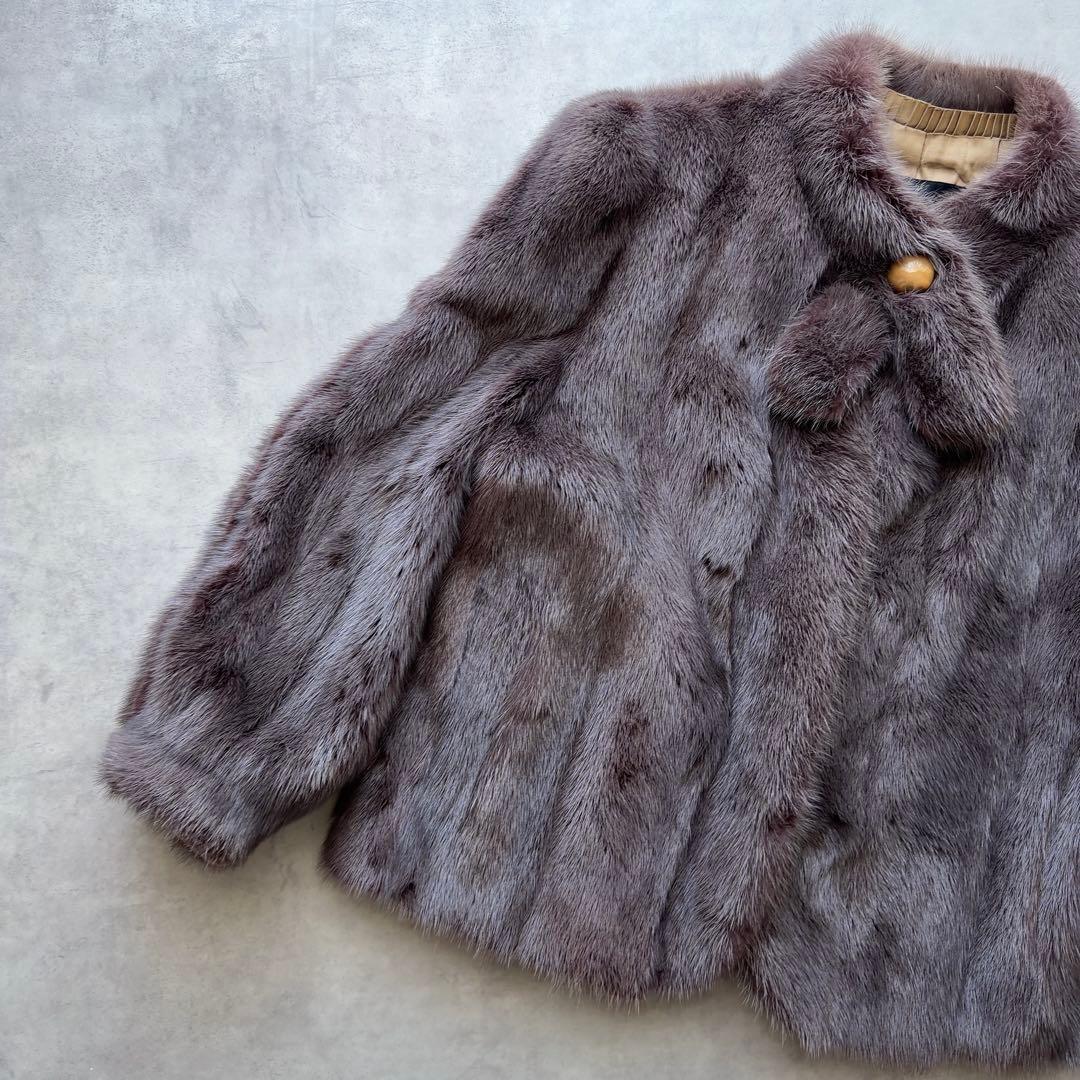 ミンク ファーコート クロップド 毛皮 リアルファー 11号 L