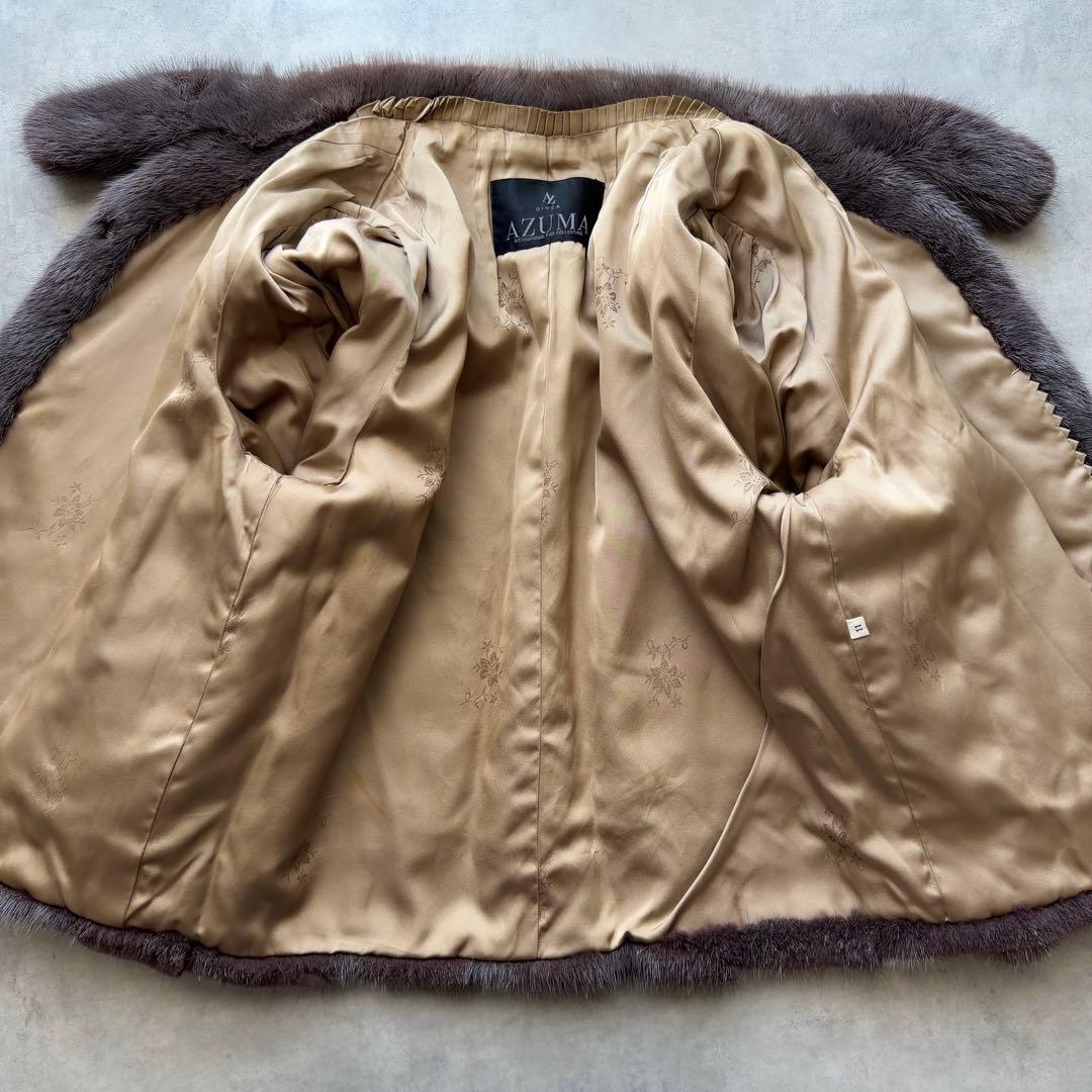 ミンク ファーコート クロップド 毛皮 リアルファー 11号 L